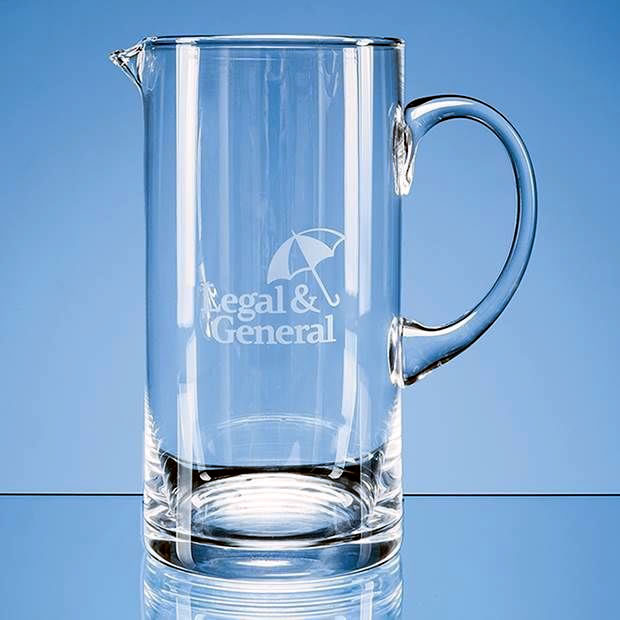 1.5ltr Handmade Conical Clear Glass Water Jug