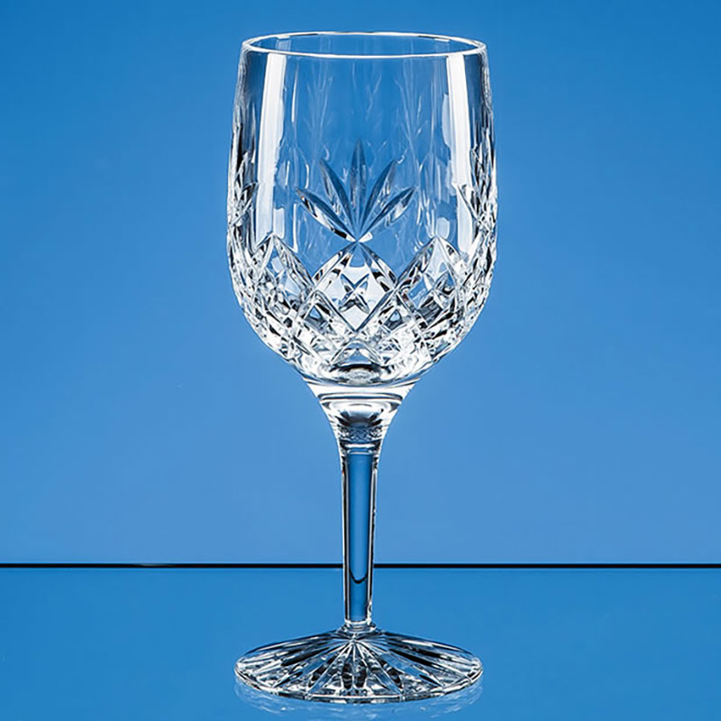 Engraved Lead Crystal Full Cut Goblet L605