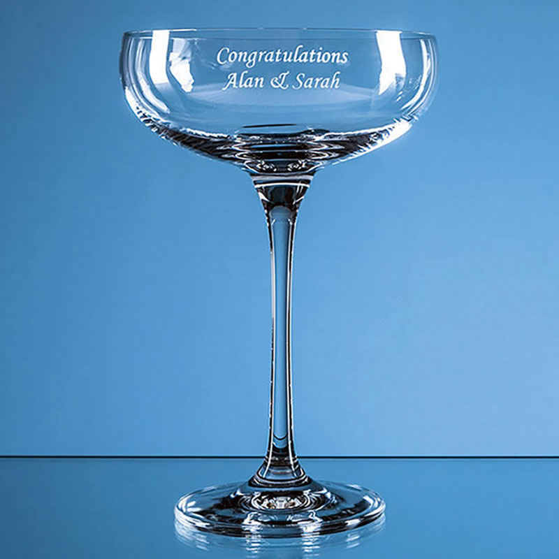 Engraved Glass 'Infinity' Champagne Saucer