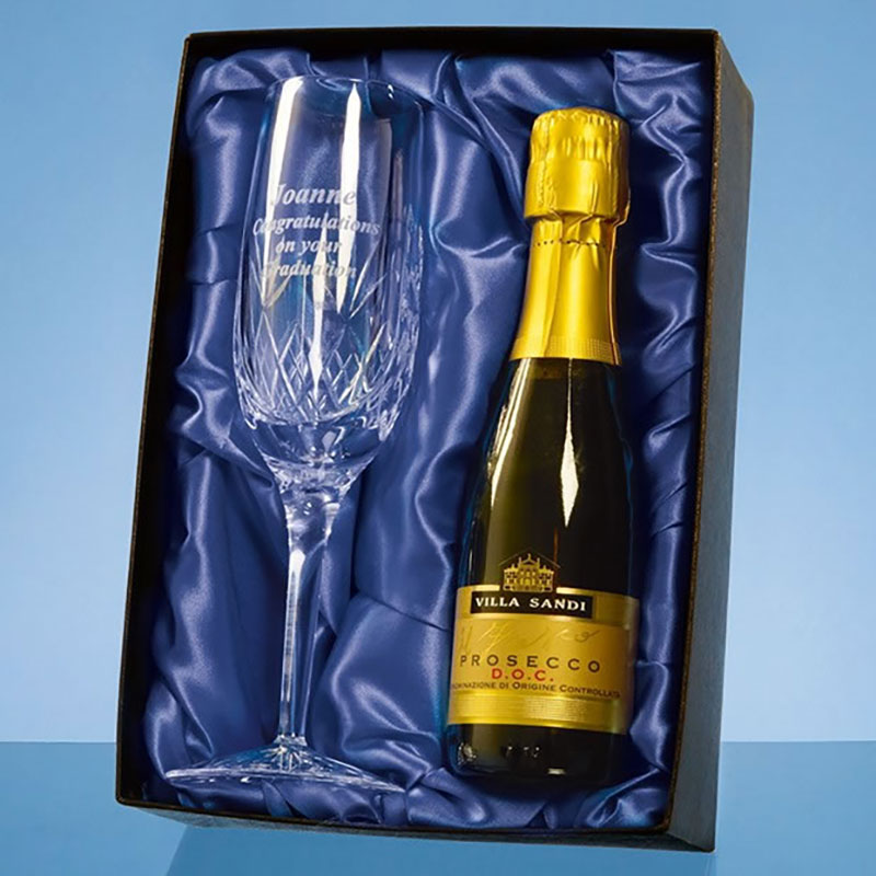 Engraved Champagne Flute and Bottle of Bubbly Gift Set
