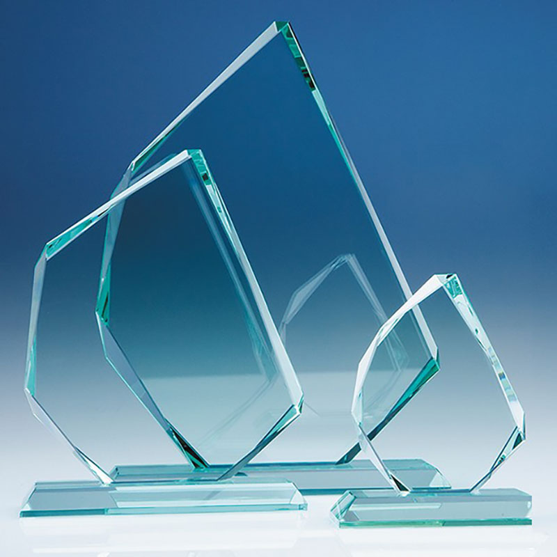 11in Tall Jade Crystal Irregular Shape Awards