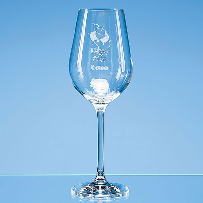 Engraved Aura Crystalite Medium Wine Glass