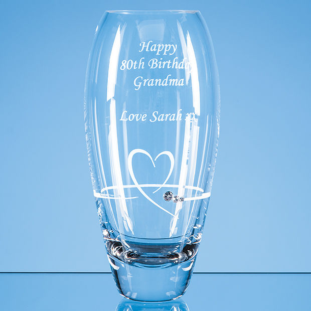 18cm Diamante Petit Vase with Heart Design in Gift Box