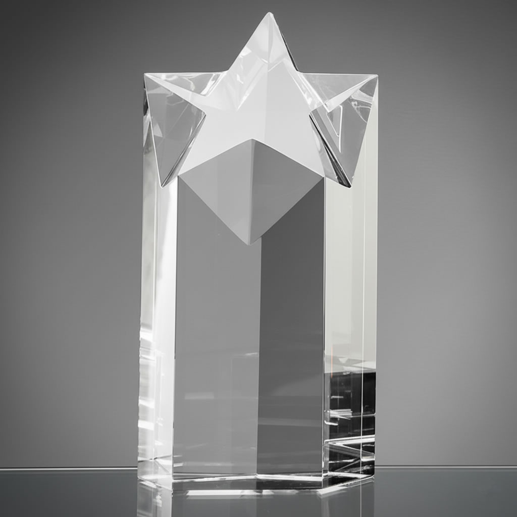 Optical Crystal Star Column, 7in, Supplied Boxed.