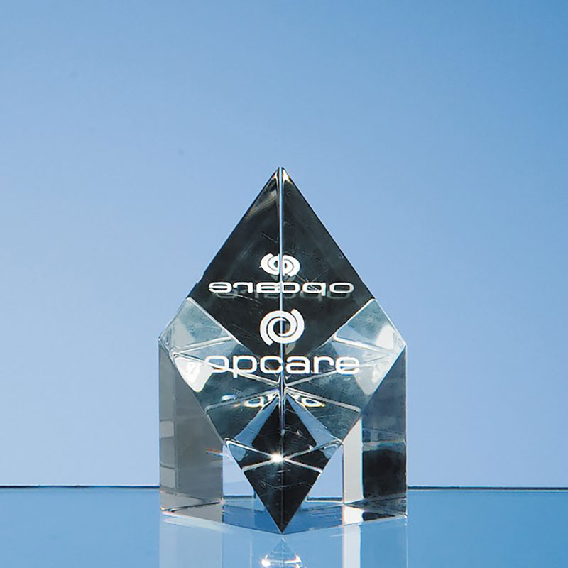 3in Optic Crystal Sloping Diamond Award