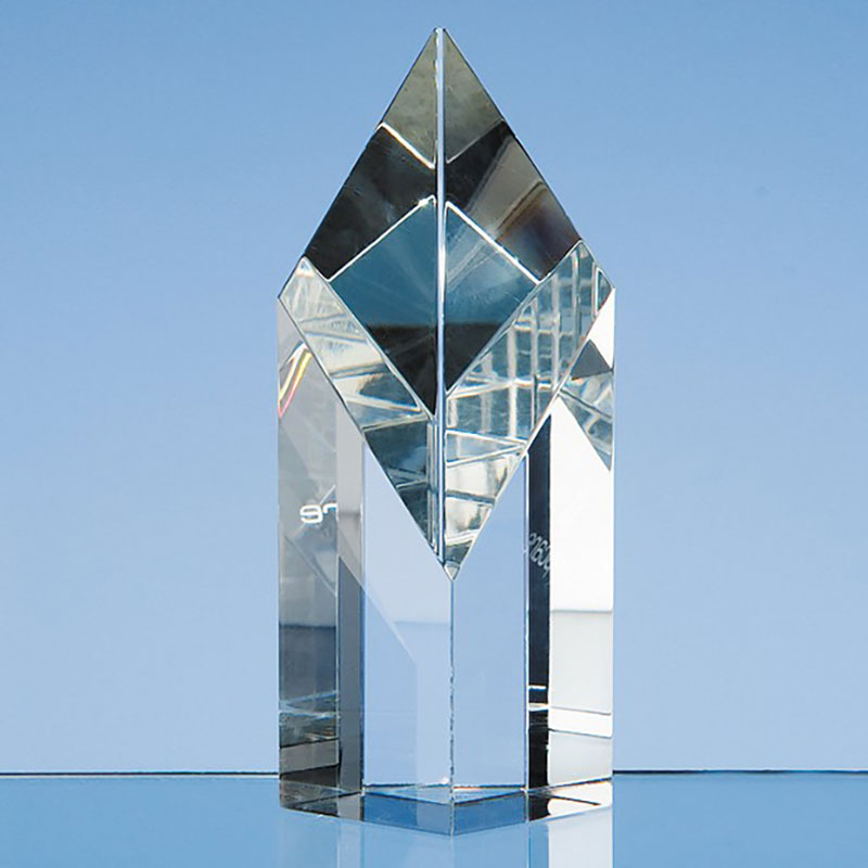 5in Optic Crystal Sloping Diamond Award
