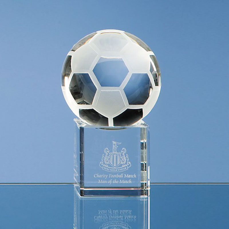 60mm Glass Football on Clear Base