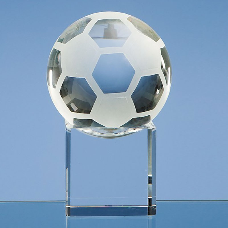Crystal Soccer Ball 80mm with a Crystal Stand. 