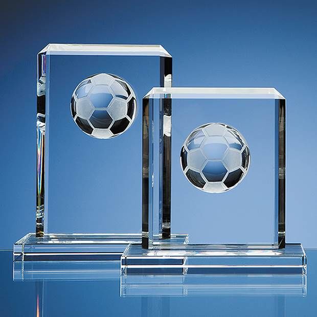 19cm Optical Crystal Football Rectangle Award