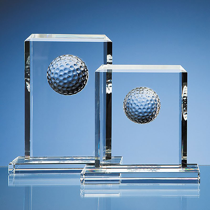 150mm Glass Golf Ball Rectangle Plaque