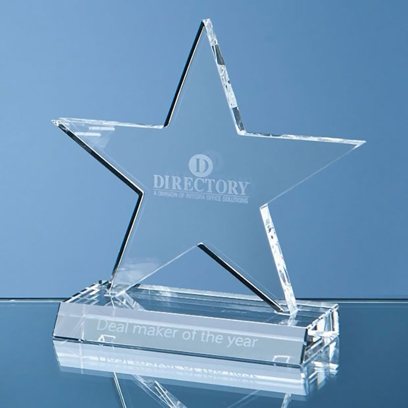 8.25in Optic Crystal Five Pointed Star on Base Award