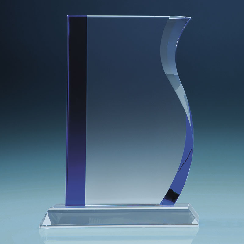 23cm Optical Crystal Blueline Wave Award