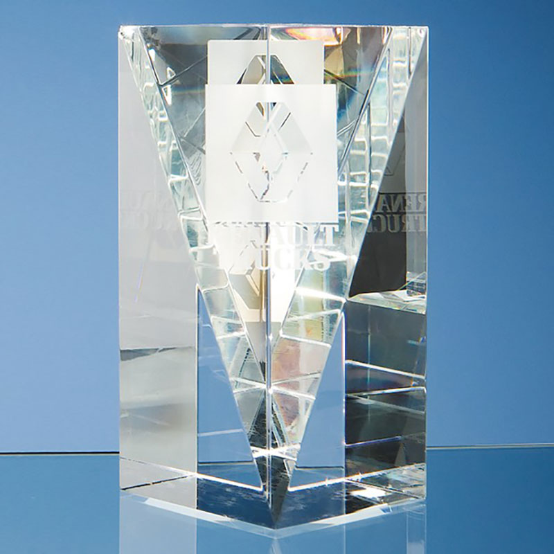 6in Optic Crystal Facet Rectangle Award