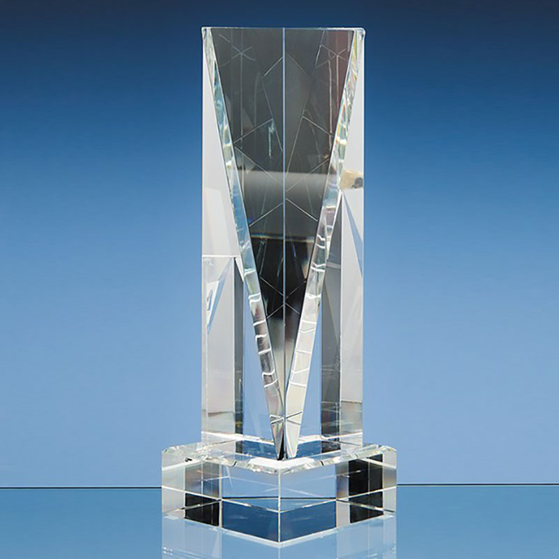 10in Optic Crystal Facet Rectangle Award