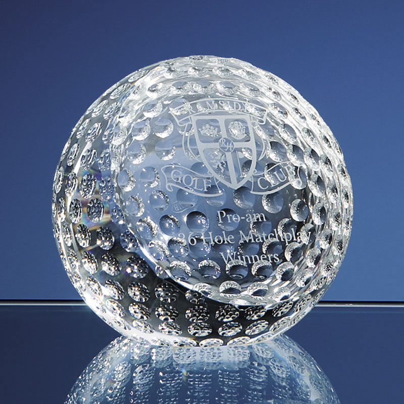 80mm dia Optical Crystal Golf Ball Paperweight