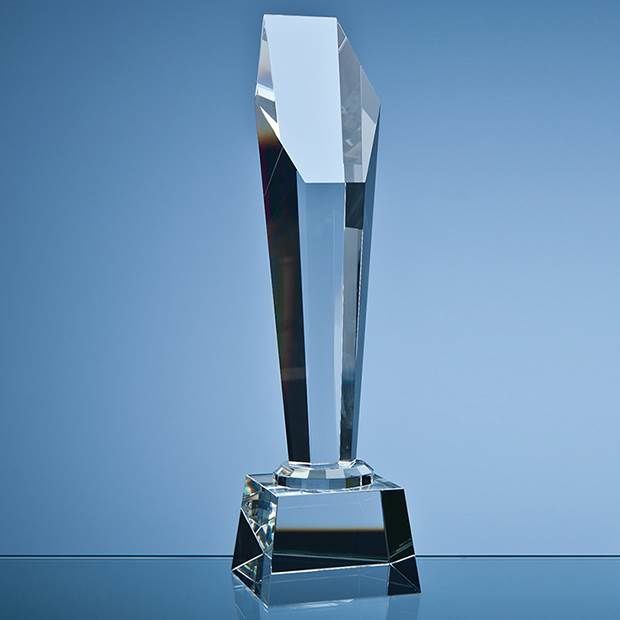 Optical Crystal Tapered Hexagon Column Award 33.5cm