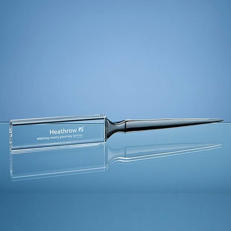 Engraved Crystal & Chrome Letter Opener