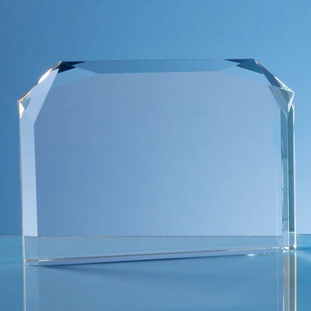 19cm Optical Crystal Horizontal Facet Rectangle Award