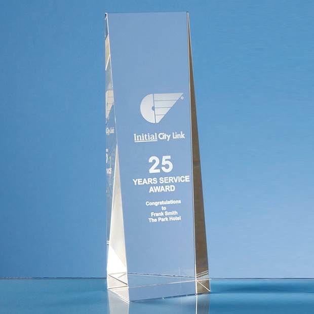 22cm Optical Crystal Wedge Rectangle Award