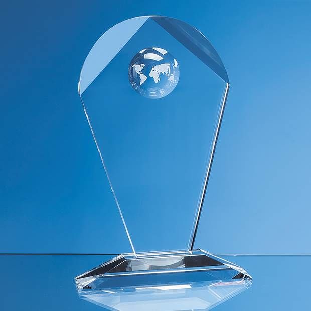 18cm Optical Crystal Arch Award with Recessed Globe