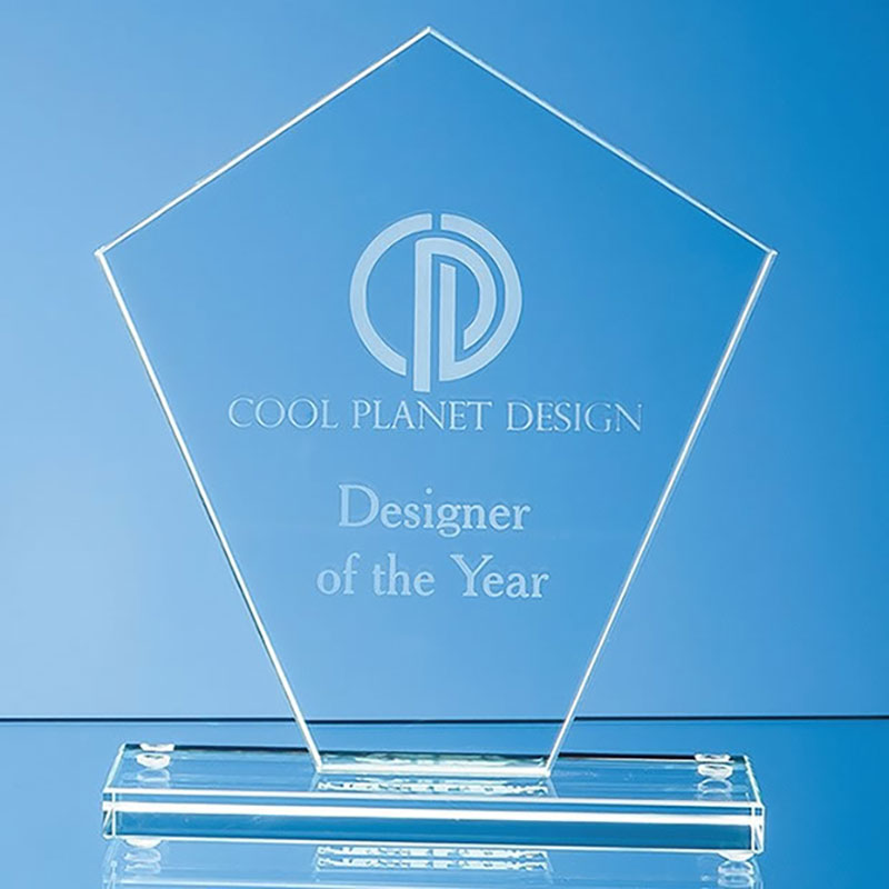 15.5cm Jade Glass Diamond Award Plaque